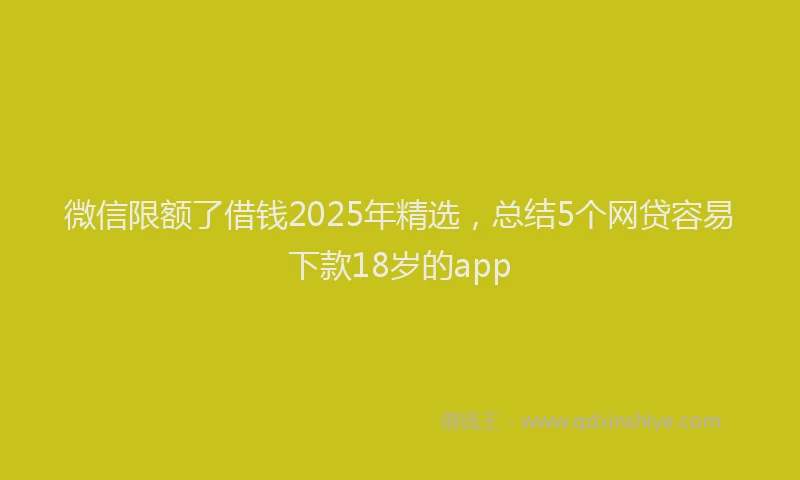 微信限额了借钱2025年精选，总结5个网贷容易下款18岁的app