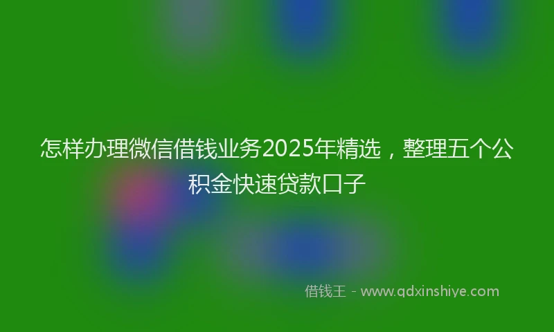 怎样办理微信借钱业务2025年精选，整理五个公积金快速贷款口子