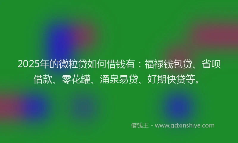 2025年的微粒贷如何借钱有：福禄钱包贷、省呗借款、零花罐、涌泉易贷、好期快贷等。