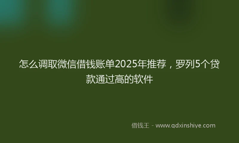 怎么调取微信借钱账单2025年推荐，罗列5个贷款通过高的软件