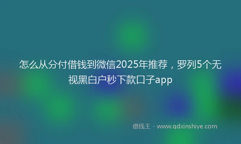 怎么从分付借钱到微信2025年推荐，罗列5个无视黑白户秒下款口子app