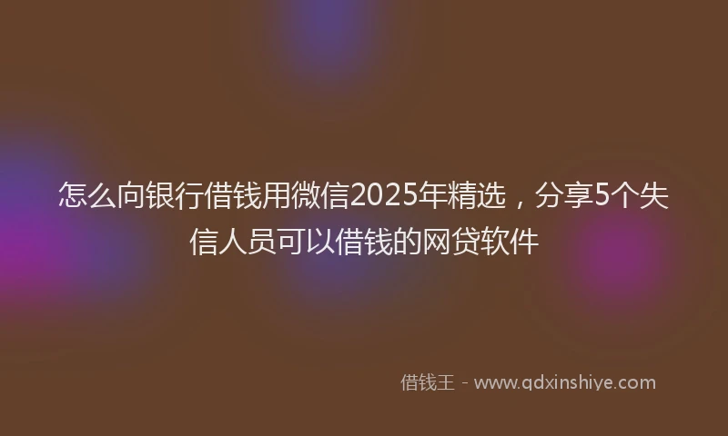 怎么向银行借钱用微信2025年精选，分享5个失信人员可以借钱的网贷软件