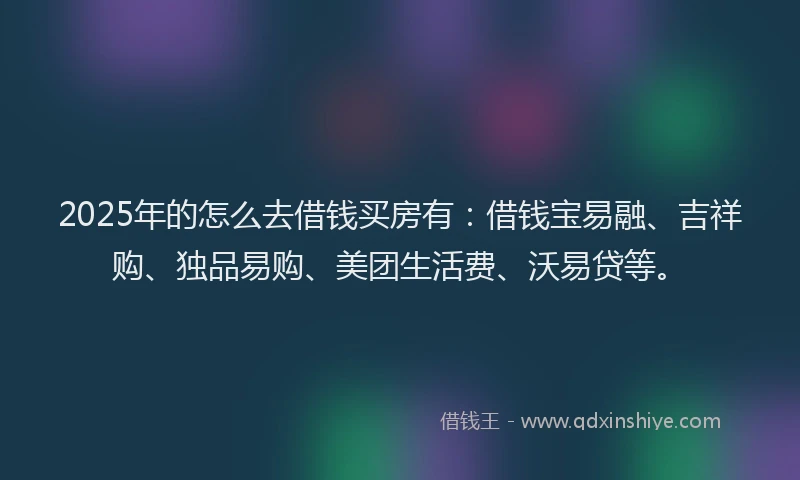 2025年的怎么去借钱买房有：借钱宝易融、吉祥购、独品易购、美团生活费、沃易贷等。