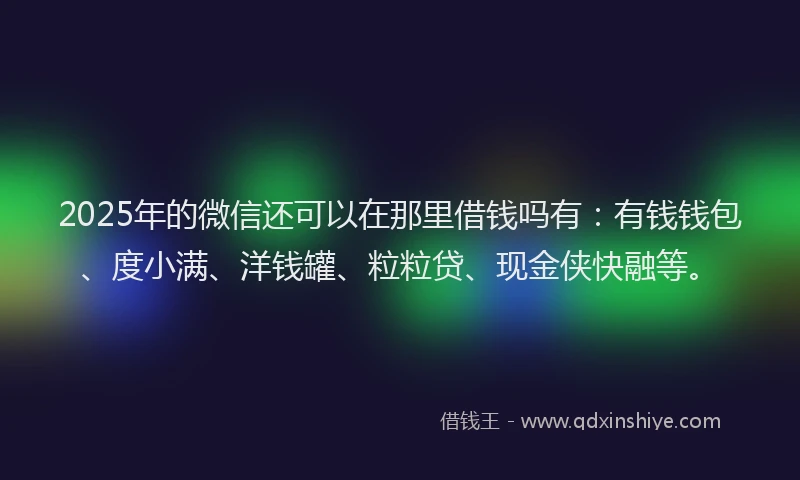 2025年的微信还可以在那里借钱吗有：有钱钱包、度小满、洋钱罐、粒粒贷、现金侠快融等。