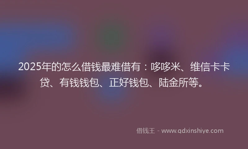 2025年的怎么借钱最难借有：哆哆米、维信卡卡贷、有钱钱包、正好钱包、陆金所等。