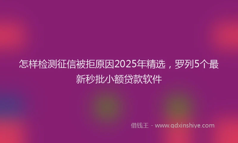 怎样检测征信被拒原因2025年精选，罗列5个最新秒批小额贷款软件