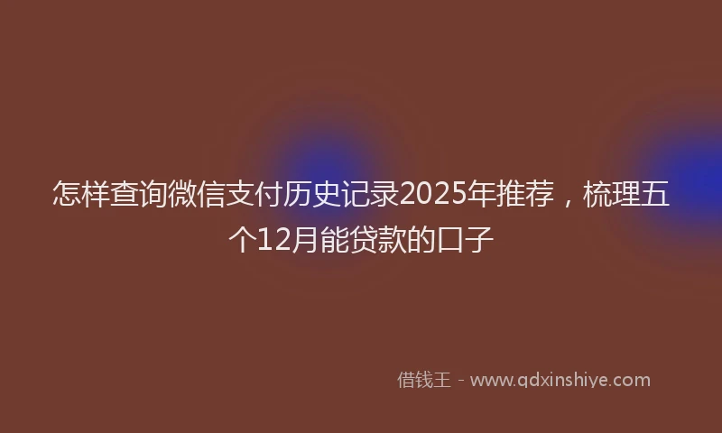 怎样查询微信支付历史记录2025年推荐，梳理五个12月能贷款的口子