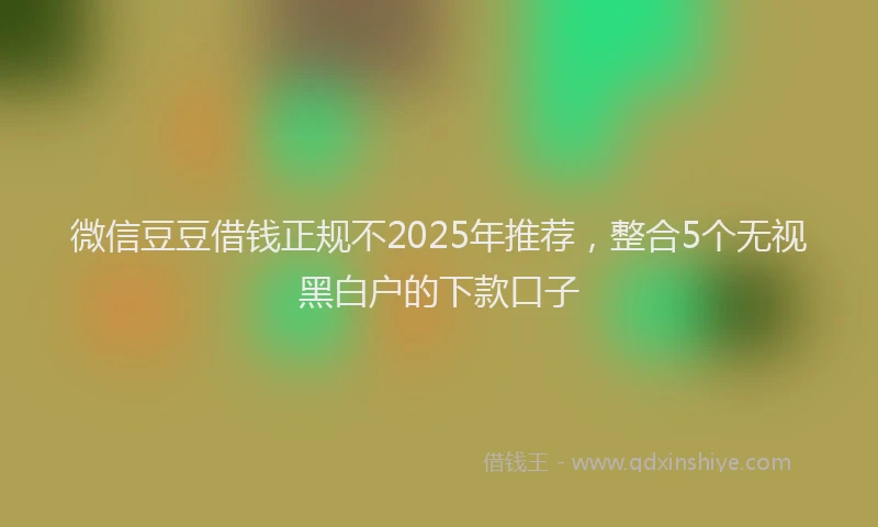 微信豆豆借钱正规不2025年推荐，整合5个无视黑白户的下款口子