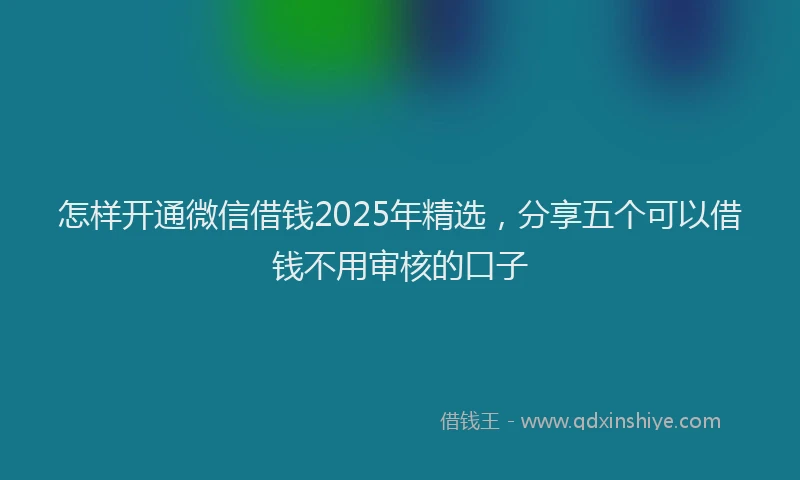怎样开通微信借钱2025年精选，分享五个可以借钱不用审核的口子
