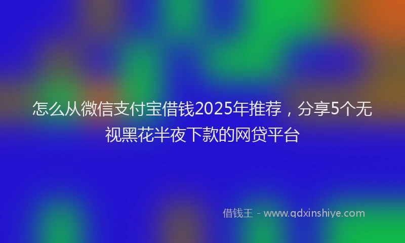 怎么从微信支付宝借钱2025年推荐，分享5个无视黑花半夜下款的网贷平台