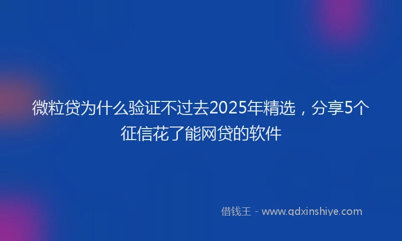 微粒贷为什么验证不过去2025年精选，分享5个征信花了能网贷的软件