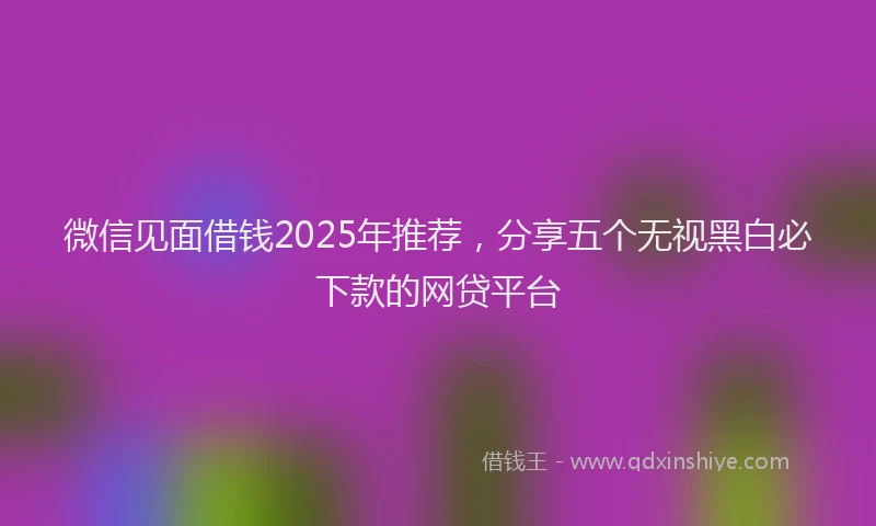 微信见面借钱2025年推荐，分享五个无视黑白必下款的网贷平台