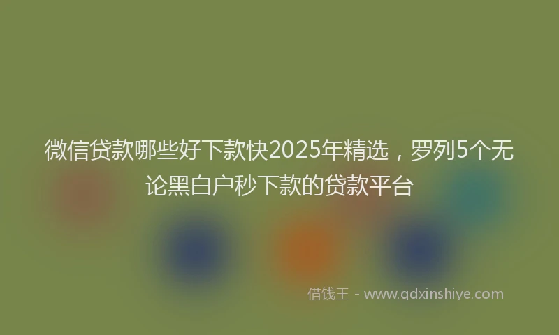 微信贷款哪些好下款快2025年精选，罗列5个无论黑白户秒下款的贷款平台