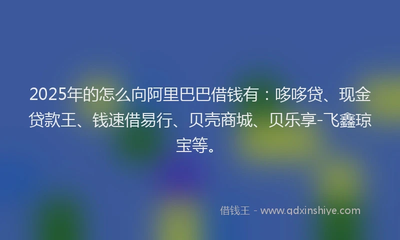 2025年的怎么向阿里巴巴借钱有：哆哆贷、现金贷款王、钱速借易行、贝壳商城、贝乐享-飞鑫琼宝等。