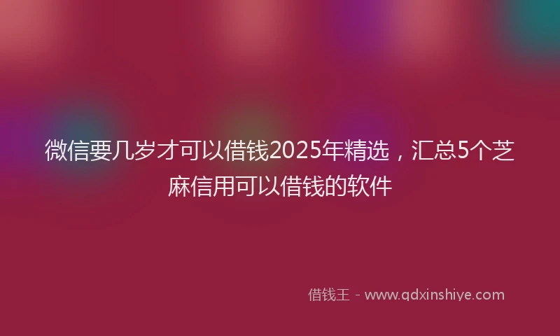 微信要几岁才可以借钱2025年精选，汇总5个芝麻信用可以借钱的软件