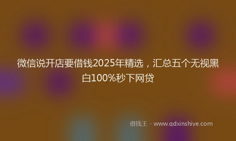 微信说开店要借钱2025年精选，汇总五个无视黑白100%秒下网贷