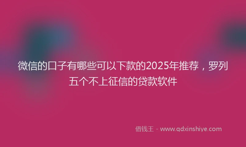 微信的口子有哪些可以下款的2025年推荐，罗列五个不上征信的贷款软件
