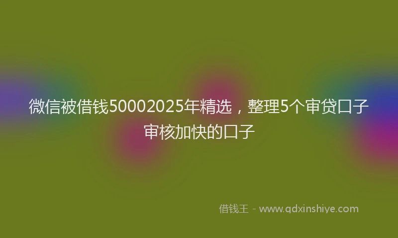 微信被借钱50002025年精选，整理5个审贷口子审核加快的口子