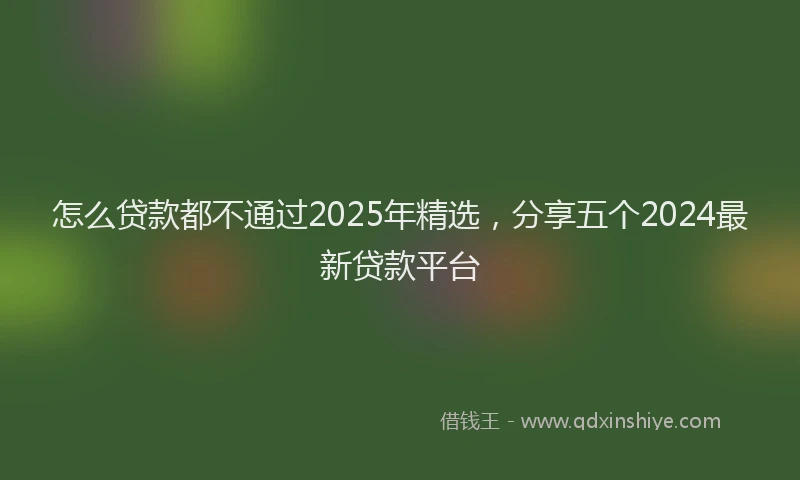 怎么贷款都不通过2025年精选，分享五个2024最新贷款平台