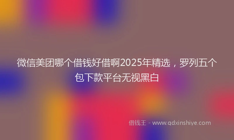 微信美团哪个借钱好借啊2025年精选，罗列五个包下款平台无视黑白