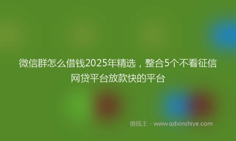微信群怎么借钱2025年精选，整合5个不看征信网贷平台放款快的平台