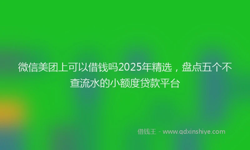 微信美团上可以借钱吗2025年精选，盘点五个不查流水的小额度贷款平台