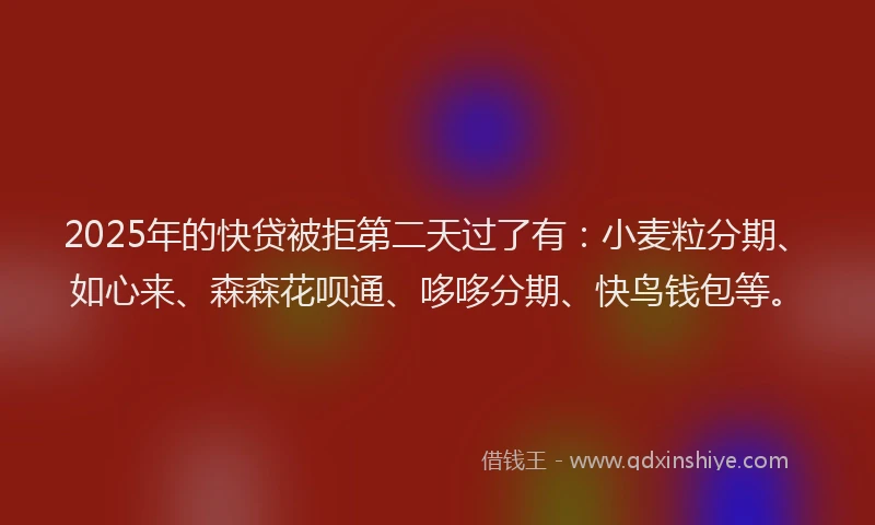 2025年的快贷被拒第二天过了有：小麦粒分期、如心来、森森花呗通、哆哆分期、快鸟钱包等。