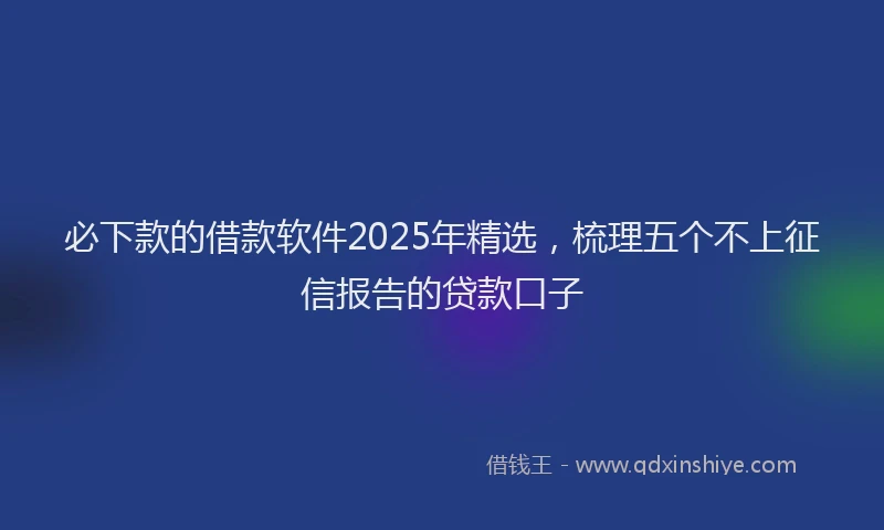 必下款的借款软件2025年精选，梳理五个不上征信报告的贷款口子