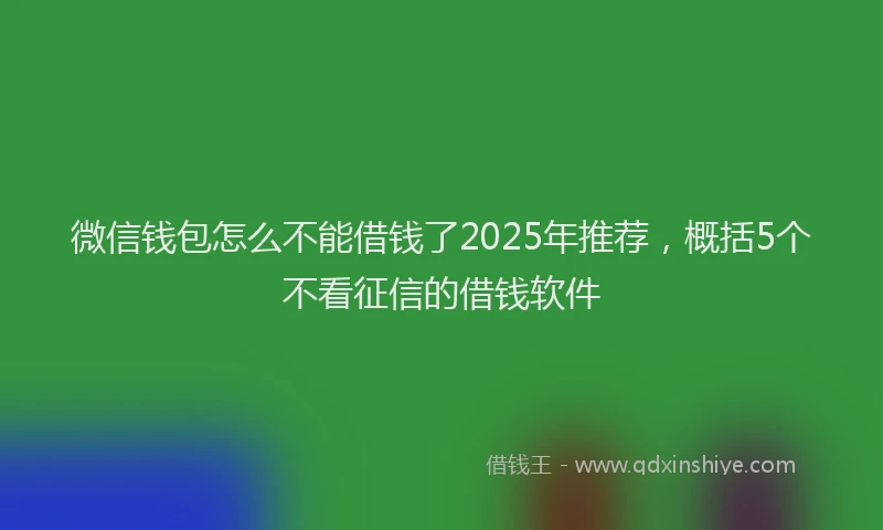 微信钱包怎么不能借钱了2025年推荐，概括5个不看征信的借钱软件