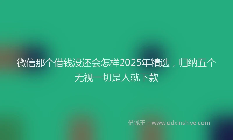 微信那个借钱没还会怎样2025年精选，归纳五个无视一切是人就下款