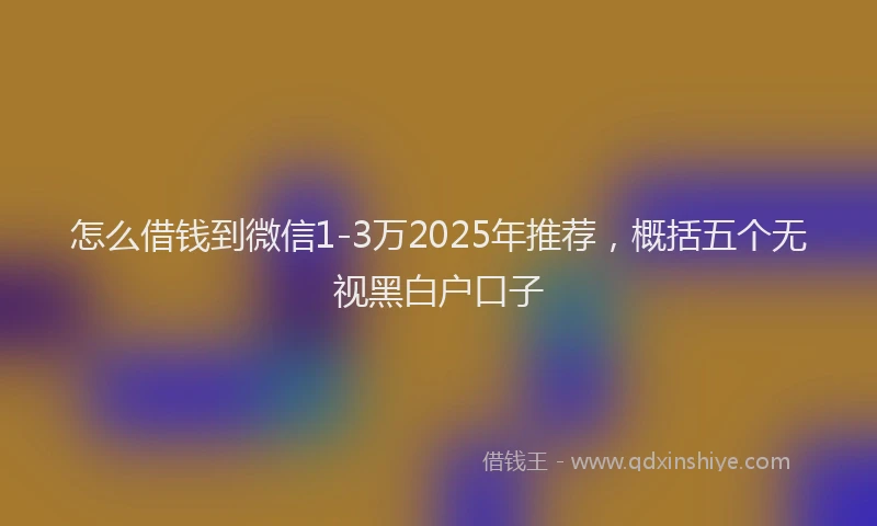 怎么借钱到微信1-3万2025年推荐，概括五个无视黑白户口子