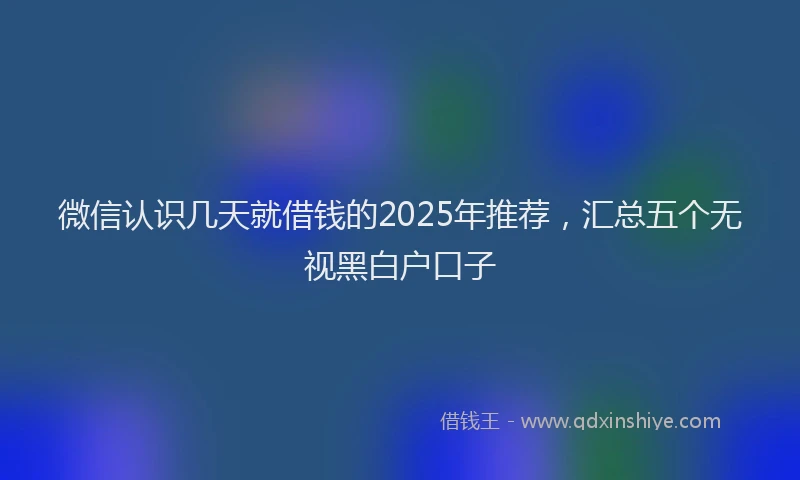 微信认识几天就借钱的2025年推荐，汇总五个无视黑白户口子