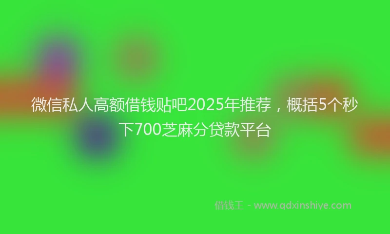 微信私人高额借钱贴吧2025年推荐，概括5个秒下700芝麻分贷款平台