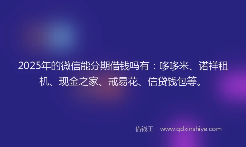 2025年的微信能分期借钱吗有：哆哆米、诺祥租机、现金之家、戒易花、信贷钱包等。