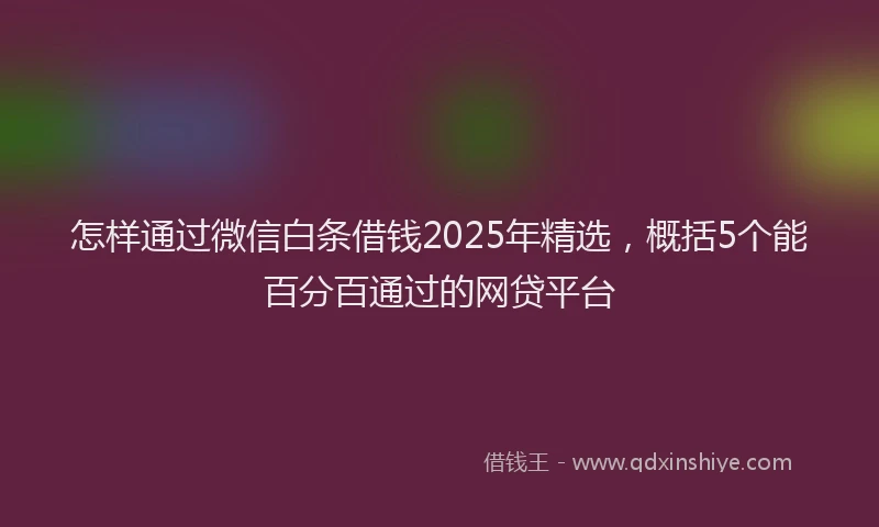 怎样通过微信白条借钱2025年精选，概括5个能百分百通过的网贷平台