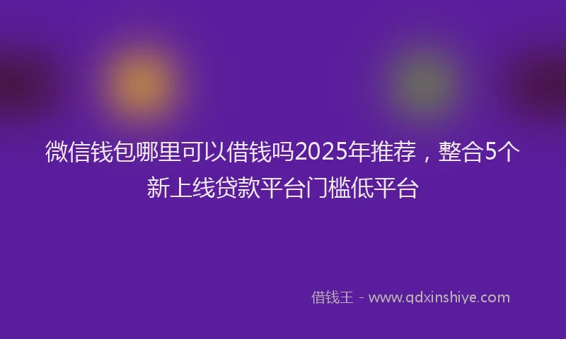 微信钱包哪里可以借钱吗2025年推荐，整合5个新上线贷款平台门槛低平台