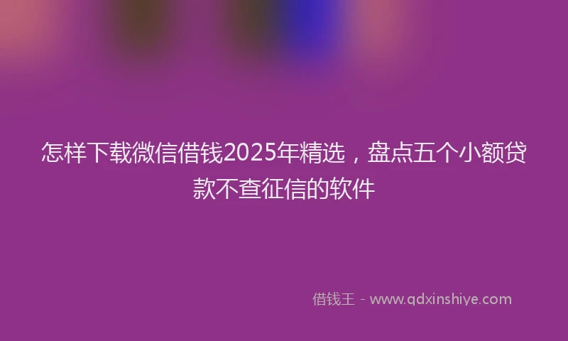 怎样下载微信借钱2025年精选，盘点五个小额贷款不查征信的软件