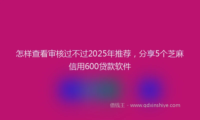怎样查看审核过不过2025年推荐，分享5个芝麻信用600贷款软件