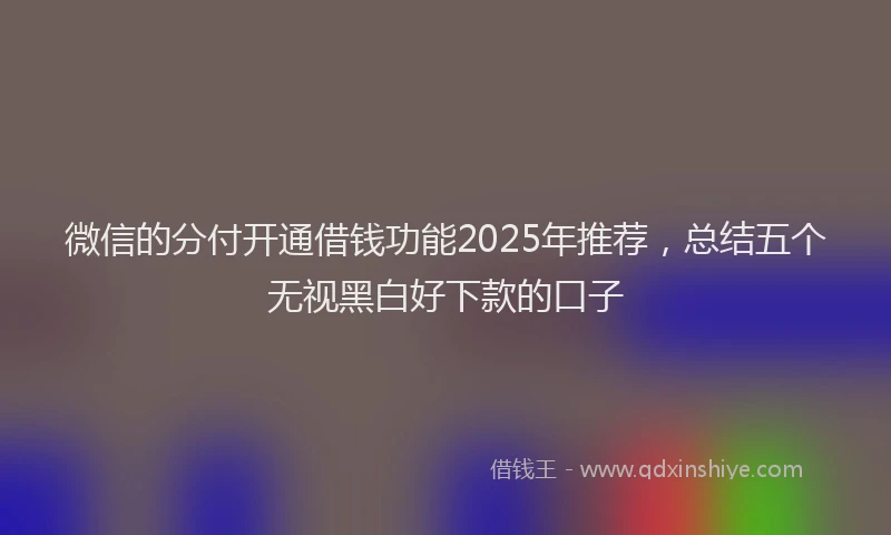 微信的分付开通借钱功能2025年推荐，总结五个无视黑白好下款的口子
