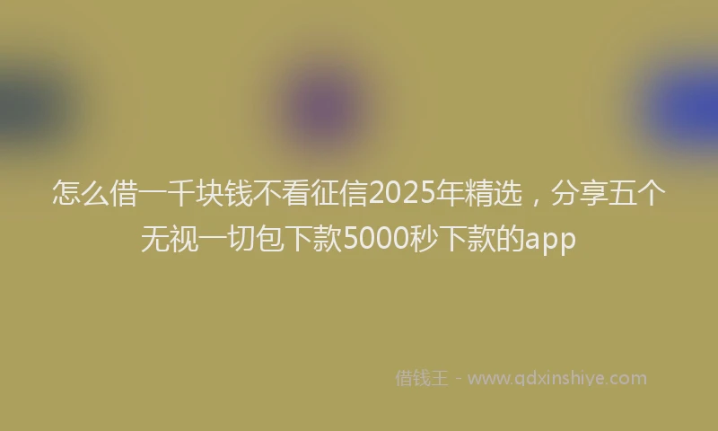 怎么借一千块钱不看征信2025年精选，分享五个无视一切包下款5000秒下款的app