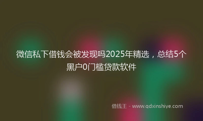 微信私下借钱会被发现吗2025年精选，总结5个黑户0门槛贷款软件