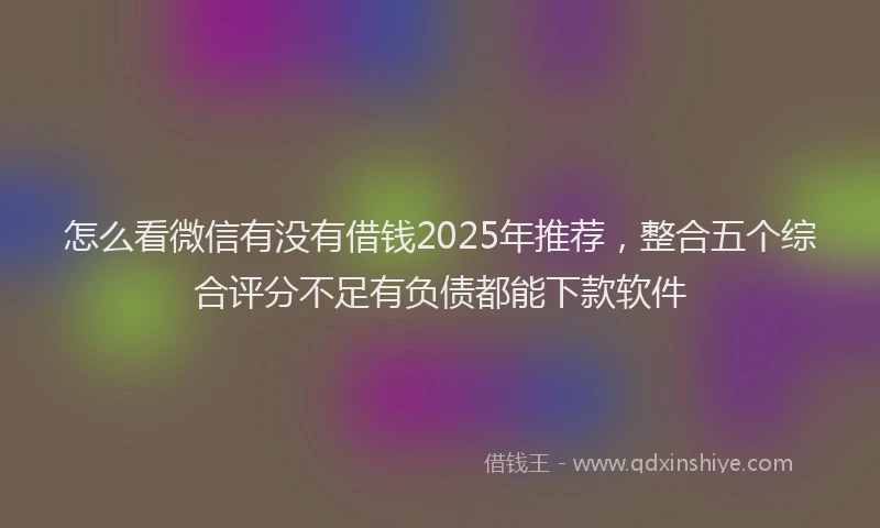 怎么看微信有没有借钱2025年推荐，整合五个综合评分不足有负债都能下款软件