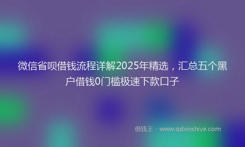 微信省呗借钱流程详解2025年精选，汇总五个黑户借钱0门槛极速下款口子