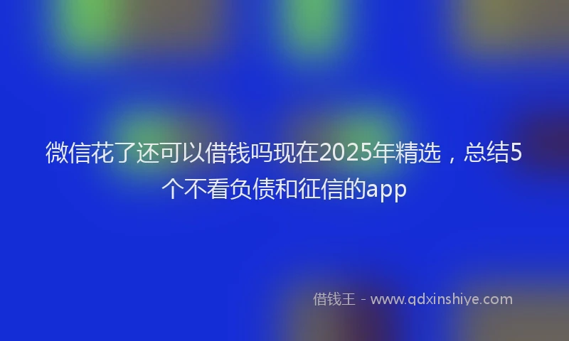 微信花了还可以借钱吗现在2025年精选，总结5个不看负债和征信的app