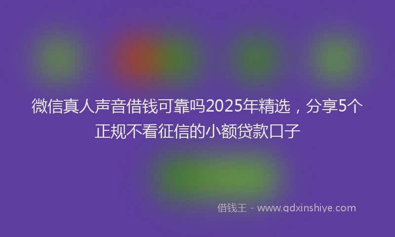 微信真人声音借钱可靠吗2025年精选，分享5个正规不看征信的小额贷款口子