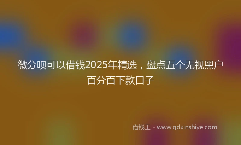 微分呗可以借钱2025年精选，盘点五个无视黑户百分百下款口子