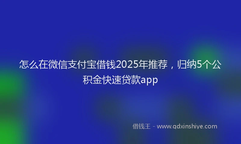怎么在微信支付宝借钱2025年推荐，归纳5个公积金快速贷款app