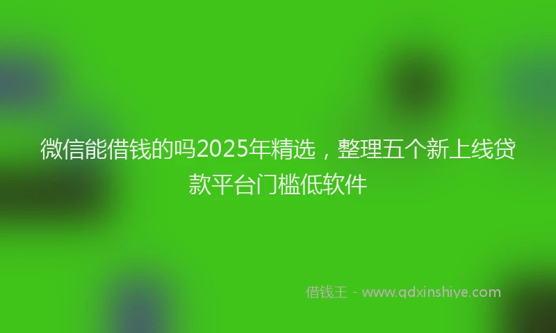 微信能借钱的吗2025年精选，整理五个新上线贷款平台门槛低软件