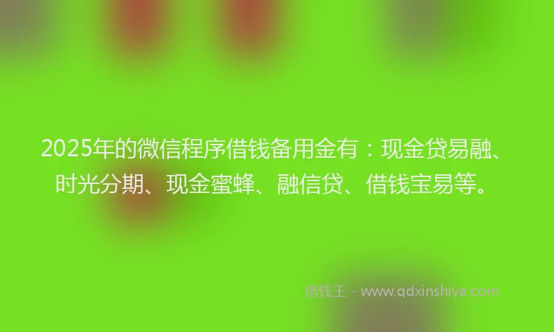 2025年的微信程序借钱备用金有：现金贷易融、时光分期、现金蜜蜂、融信贷、借钱宝易等。