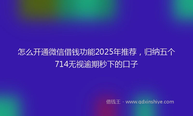 怎么开通微信借钱功能2025年推荐，归纳五个714无视逾期秒下的口子